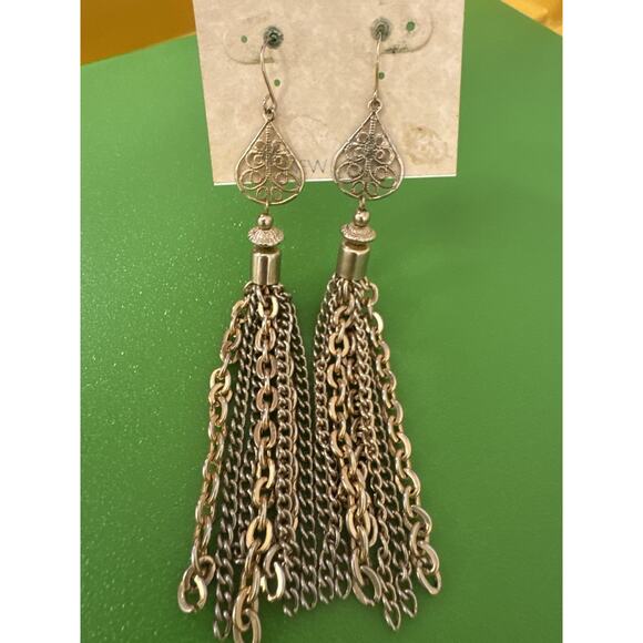 Cara Gold Costume Jewelry Earrings Drop Chandelier Glam Fancy Holiday NYE - Picture 4 of 4